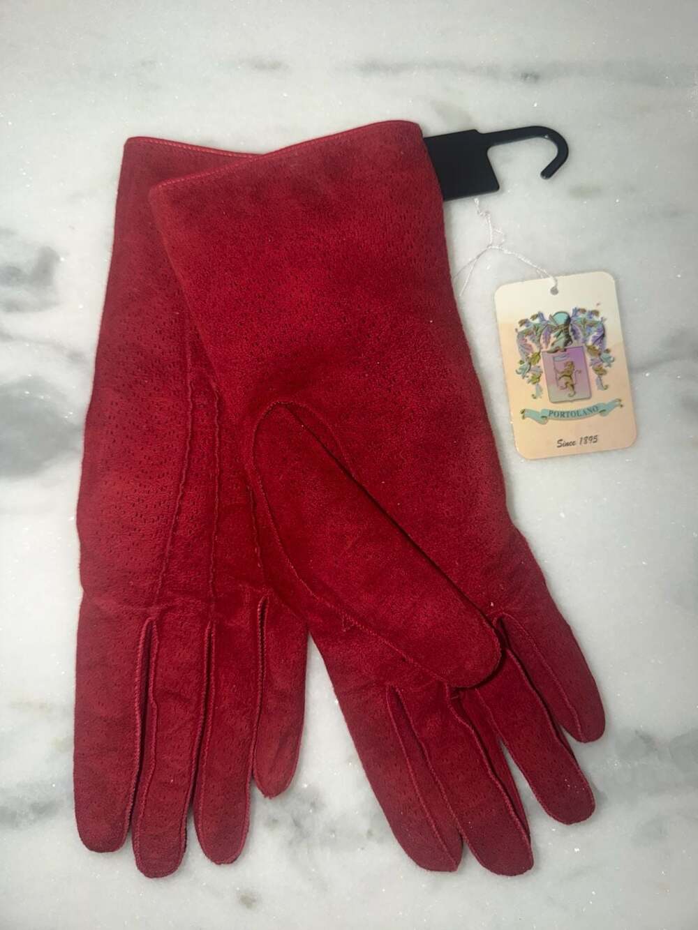 Portolano Red Italian Suede Leather Gloves